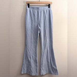Aerie Groove-On Velour High Waisted Flare Pant Ribbed Blue S
